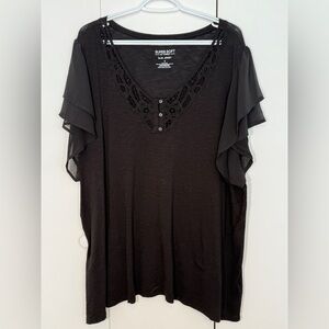 Torrid 4 Flutter Sleeve Slub Top